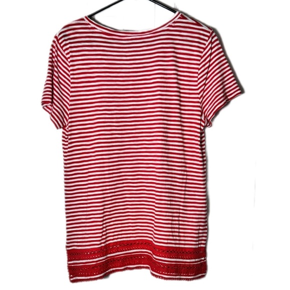 Talbots Red and White Striped T-Shirt - Picture 2 of 3